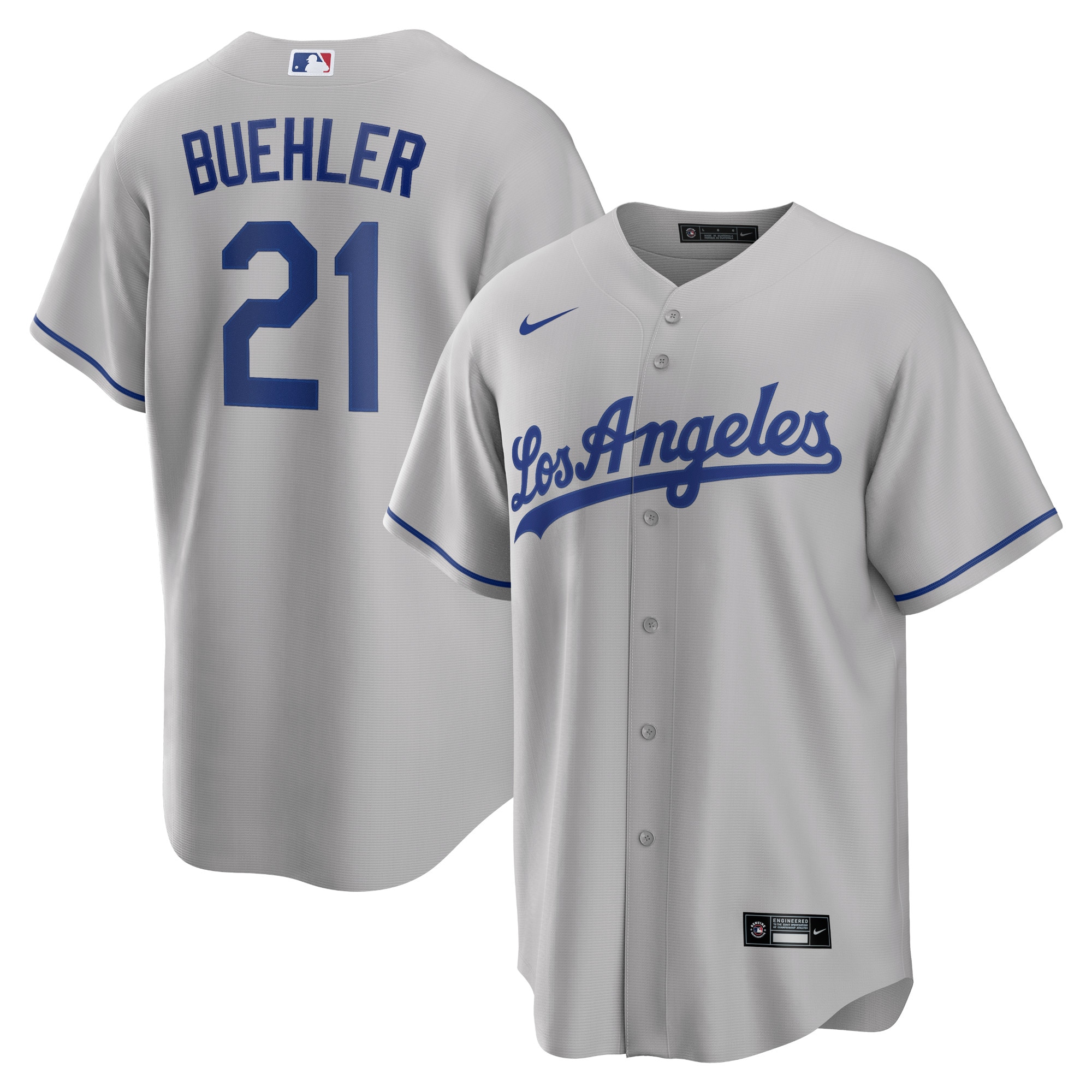 Los Angeles Dodgers Nike Official Replica Road Jersey - Mens with Buehler 21 printing Image