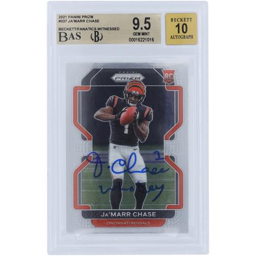 Ja'Marr Chase Cincinnati Bengals signierte 2021 Panini Prizm #337 Beckett Fanatics bezeugte authentifizierte 9,5/10 Rookie-Karte mit 