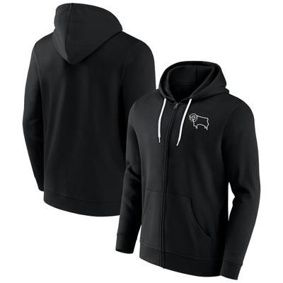 Derby County Essentials Small Crest Full Zip Hoodie – Schwarz – Herren Image