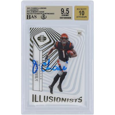 Ja'Marr Chase Cincinnati Bengals signierte 2021 Panini Illusions Illusionists #Ill-16 Beckett Fanatics bezeugte authentifizierte 9,5/10 Rookie-Karte Image