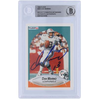 Dan Marino Miami Dolphins signierte 1990 Fleer #244 Beckett Fanatics bezeugte authentifizierte Karte Image