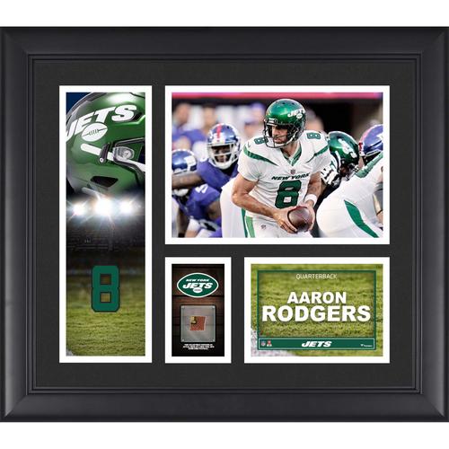 Aaron Rodgers New York Jets, gerahmte 15 x 17 Zoll große Spielercollage mit einem Stück eines Spielballs