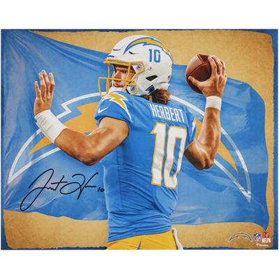 Autogrammfotodruck von Justin Herbert, Los Angeles Chargers, 16 x 20 Zoll – Kunst von Brian Konnick Image