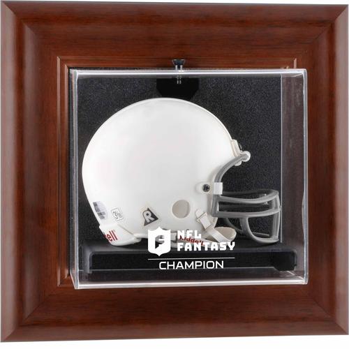 Braun gerahmter Mini-Helm-Vitrine mit Teamlogo des NFL Fantasy Football Champions zur Wandmontage