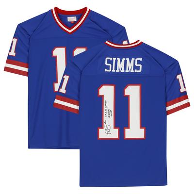 Von Phil Simms signiertes Mitchell & Ness Royal Replica-Trikot der New York Giants mit der Aufschrift „2X S.B. CHAMP S.B. XXI M.V.P.“ Image