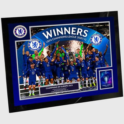 Chelsea UCL 2021 Champions Celebration Glasrahmen – 20,3 x 15,2 cm Image