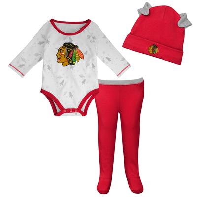 Chicago Blackhawks Dream Team 3-teiliges Creeper-, Hosen- und Mützen-Set – Neugeborene Image