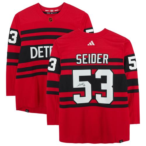 Moritz Seider Detroit Red Wings signiertes 2022-23 Reverse Retro Adidas Authentic Trikot