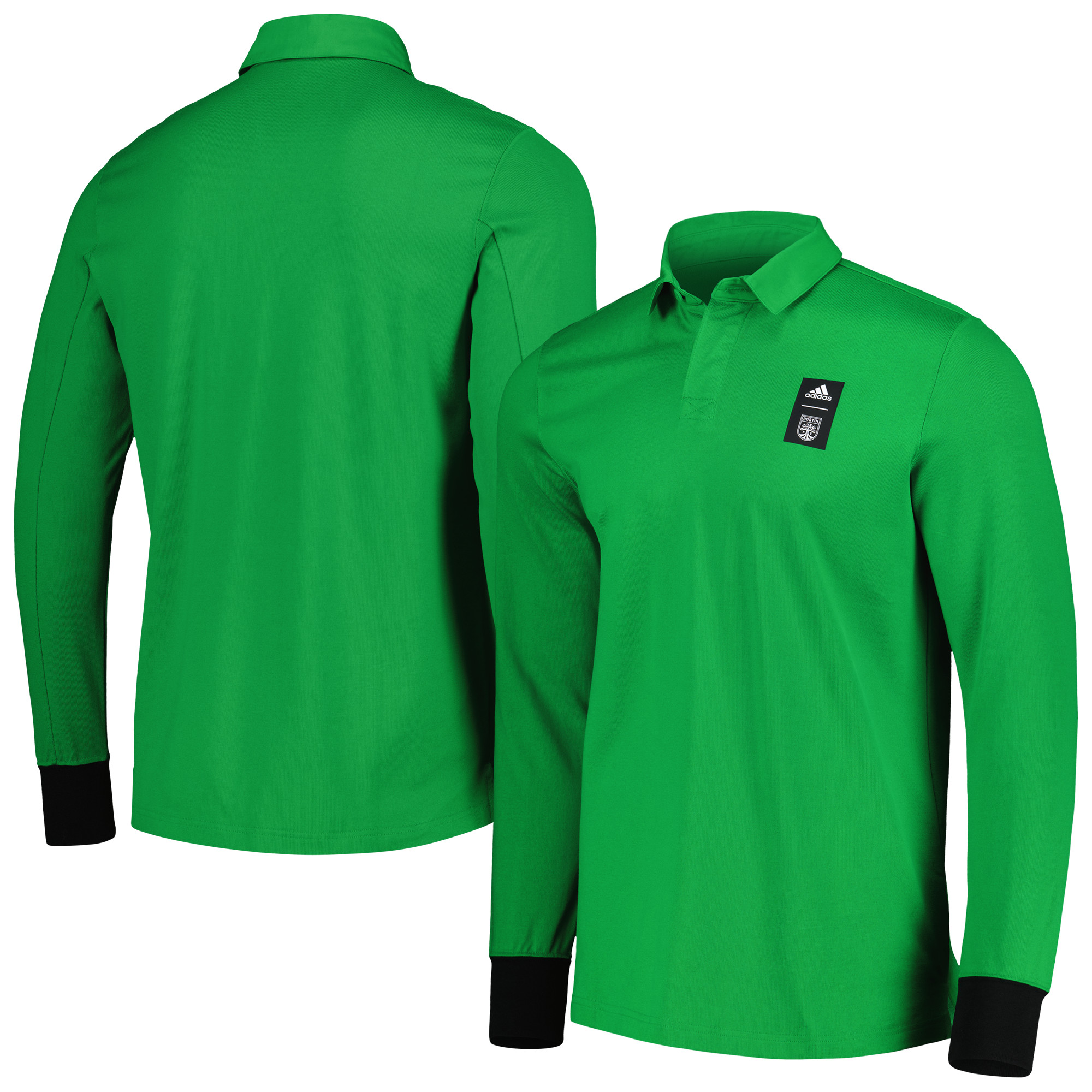 adidas 2023 Player Green Austin FC Travel Langarm-Poloshirt für Herren Image