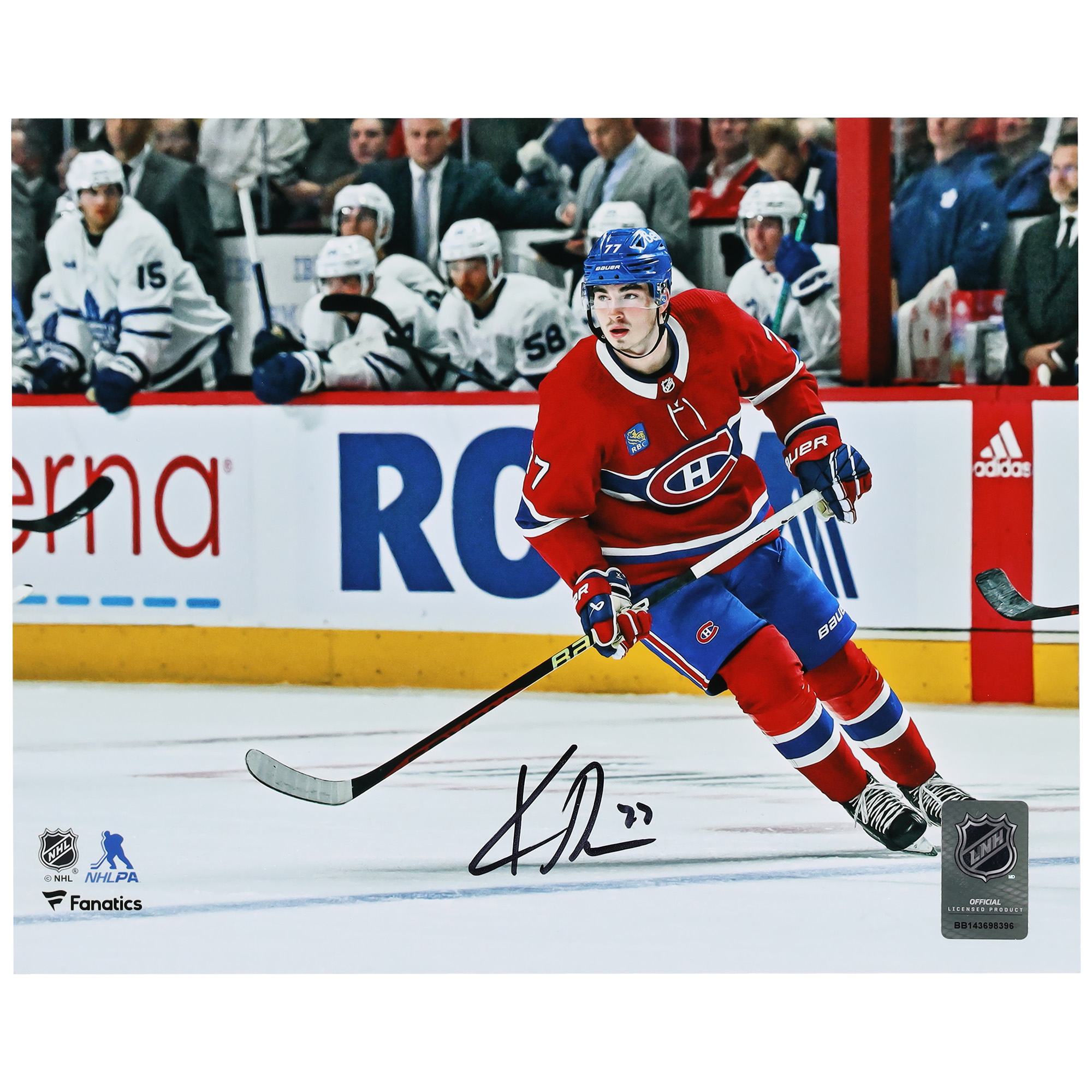 Kirby Dach Montreal Canadiens signiertes 8" x 10" rotes Trikot Debütfoto der Canadiens Image