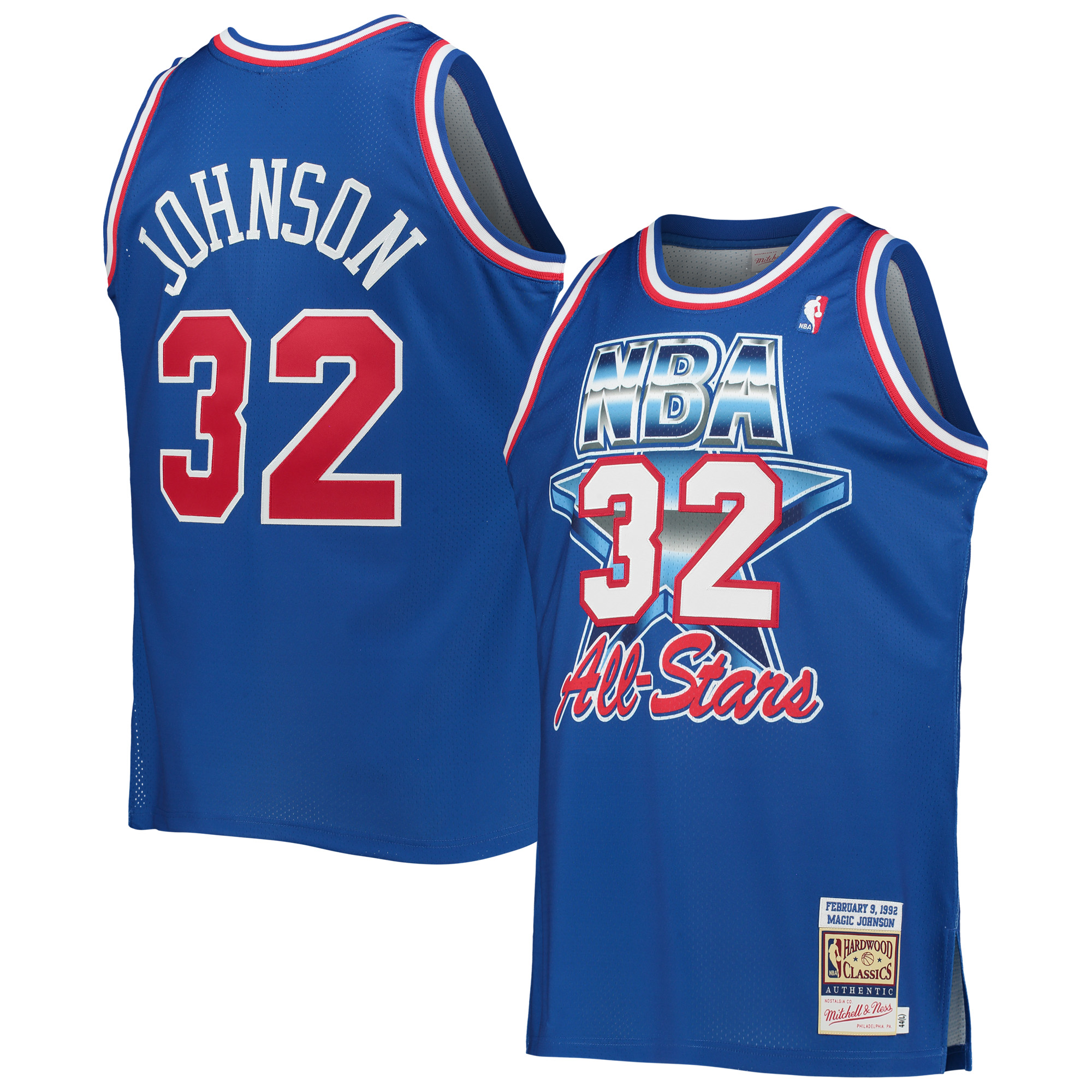 Herrentrikot von Mitchell & Ness Magic Johnson, Royal Western Conference, Hardwood Classics 1992, NBA All-Star Game, authentisch Image