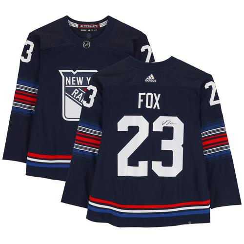 Adam Fox New York Rangers signiertes 2023-24 Navy Alternative Adidas Authentic Trikot