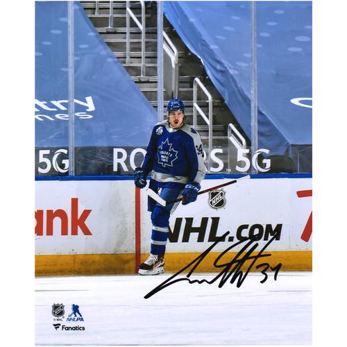 Autogrammfoto der Toronto Maple Leafs mit Autogramm von Auston Matthews, 20,3 x 25,4 cm, Reverse-Retro-Trikot, Torjubel-Foto