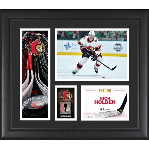 Nick Holden, Ottawa Senators, unsigniertes, gerahmtes 15 x 17 Zoll großes Spieler-Collage mit einem Stück eines beim Spiel verwendeten Pucks