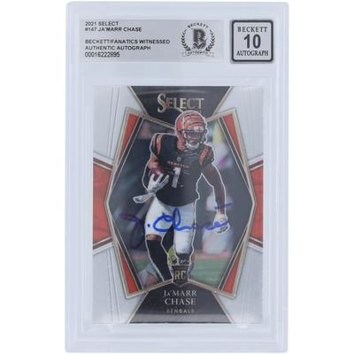 Ja'Marr Chase Cincinnati Bengals signierte 2021 Panini Select #147 Beckett Fanatics bezeugte authentifizierte 10 Rookie-Karte Image