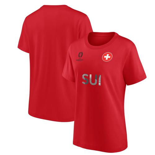 UEFA Euro 2024 Schweiz Nationalflagge Grafik-T-Shirt – Rot – Damen