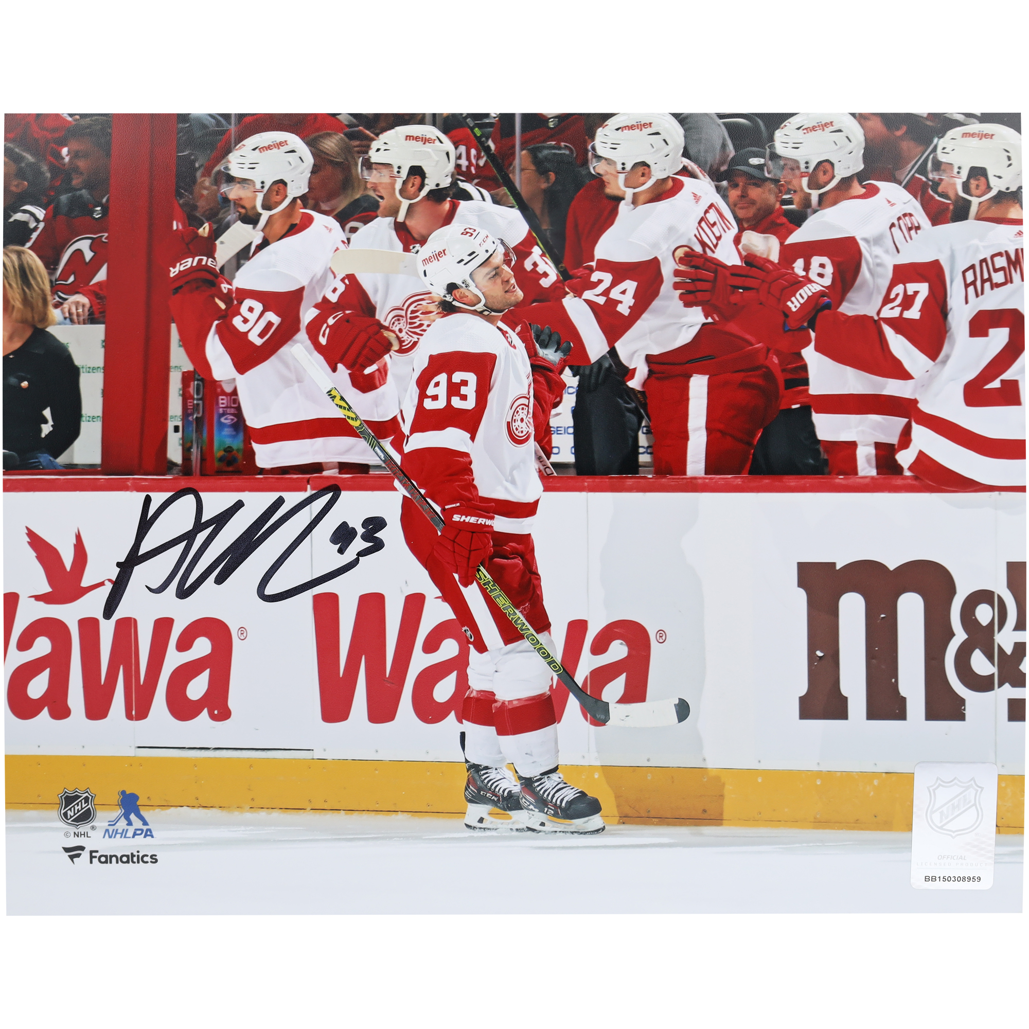 Alex DeBrincat, Detroit Red Wings, signiertes 8 x 10 Zoll großes Red Wings-Debütfoto Image