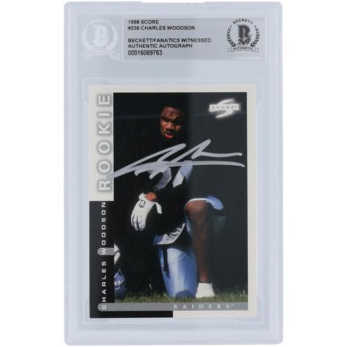 Charles Woodson Oakland Raiders signierte 1998 Score Series 1 Silver Ink #236 Beckett Fanatics bezeugte authentifizierte Rookie-Karte