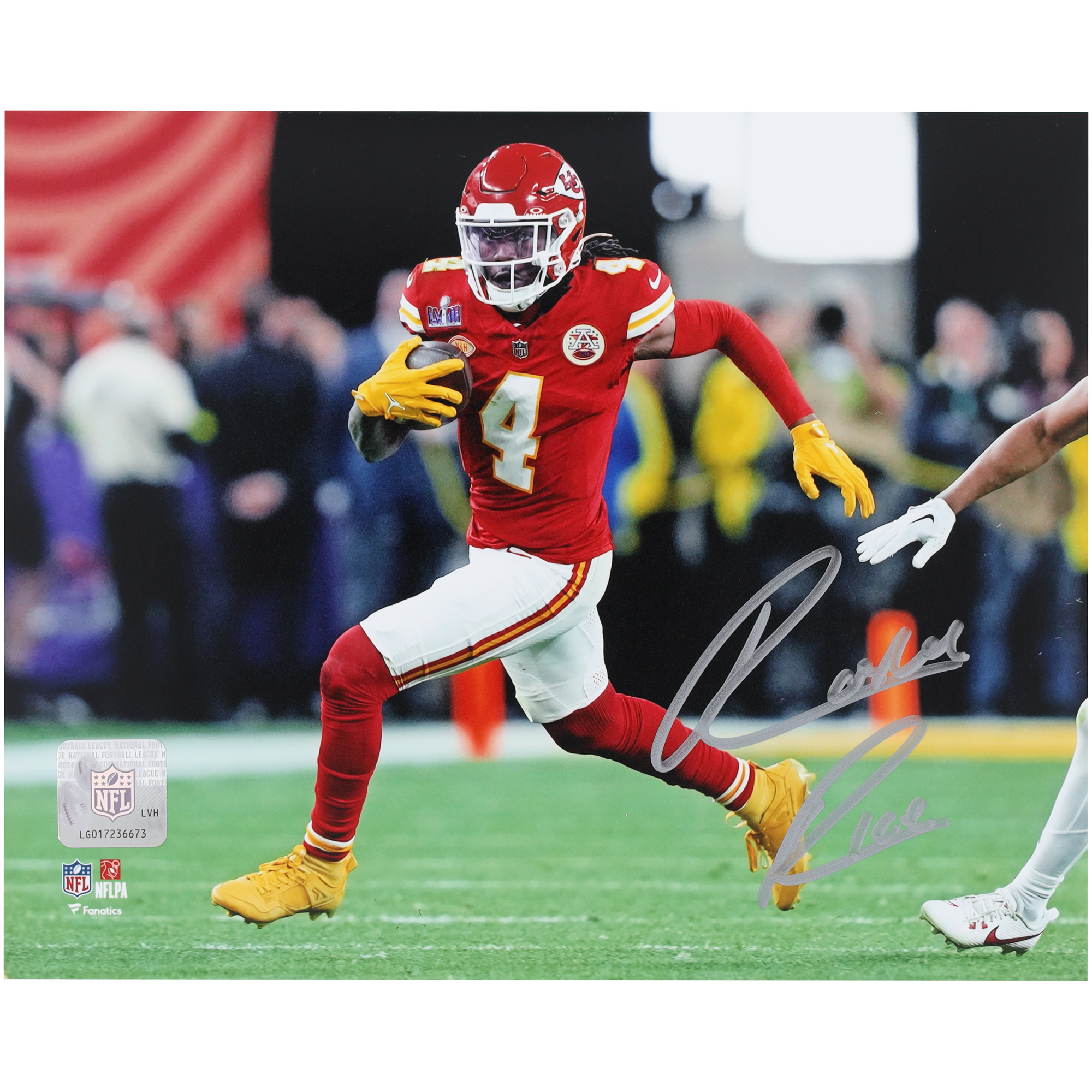 Von Rashee Rice signiertes Foto der Kansas City Chiefs, Super Bowl LVIII-Sieger, 20,3 x 25,4 cm Image