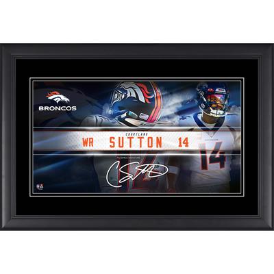 Courtland Sutton Denver Broncos Faksimile-Signatur, gerahmt, 10 x 18 Zoll, Spieler-Namensschild-Collage Image