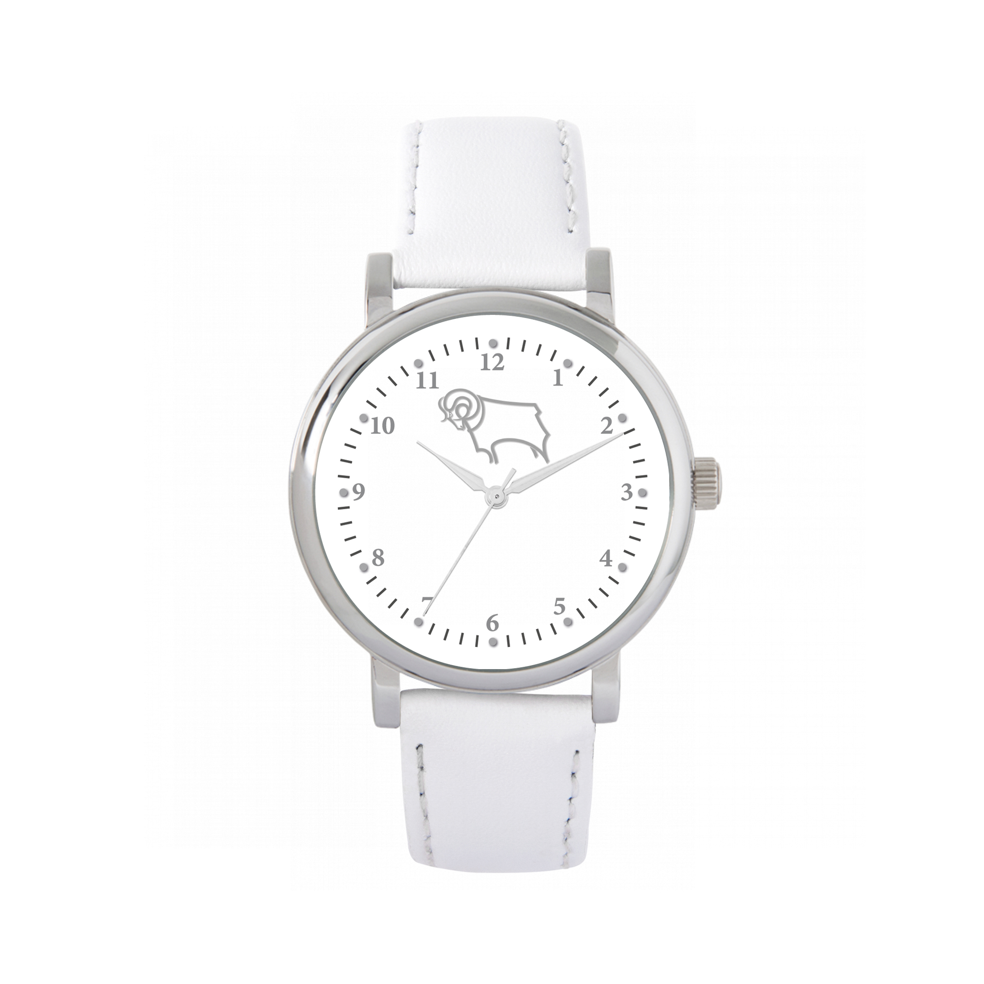 Derby County Silver Case – Uhr mit weißem Lederarmband – Damen Image