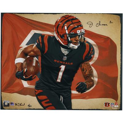 Autogrammfotodruck von Ja'Marr Chase, Cincinnati Bengals, 40,6 x 50,8 cm, Kunst und signiert von Brian Konnick, limitierte Auflage von 25 Stück Image