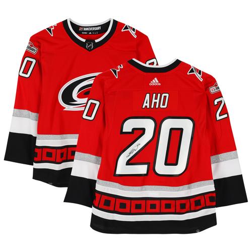 Sebastian Aho Carolina Hurricanes signiertes rotes alternatives authentisches Adidas-Trikot zur 25. Jubiläumssaison