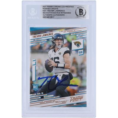 Trevor Lawrence Jacksonville Jaguars signierte 2021 Panini Prestige Update #201 Beckett Fanatics bezeugte authentifizierte Rookie-Karte Image