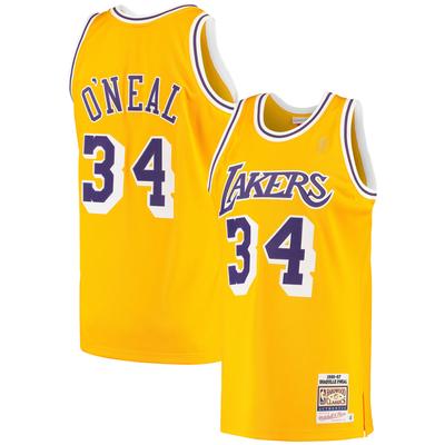 Herren-Trikot von Mitchell & Ness Shaquille O'Neal Gold der Los Angeles Lakers 1996/97 Hardwood Classics Authentic Image