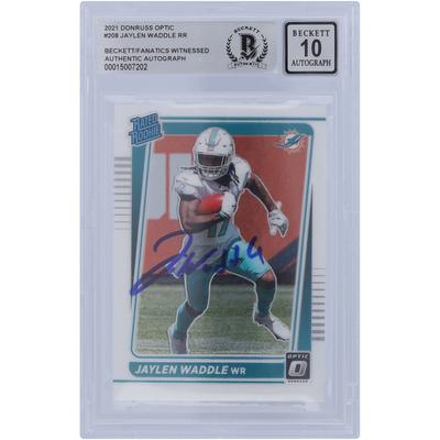 Jaylen Waddle Miami Dolphins signiert 2021 Panini Donruss Optic #208 Beckett Fanatics bezeugt authentifiziert 10 Rookie-Karte Image