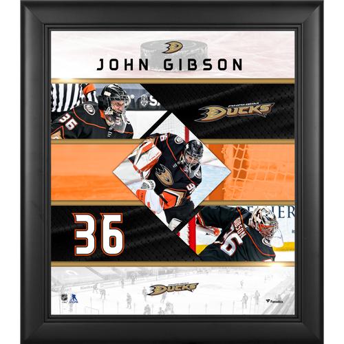 John Gibson Anaheim Ducks Gerahmte Collage mit genähten Sternen, 15 x 17 Zoll