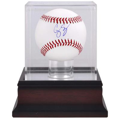 Signierter Baseball von Corey Seager, Texas Rangers, und Mahagoni-Baseball-Vitrine Image