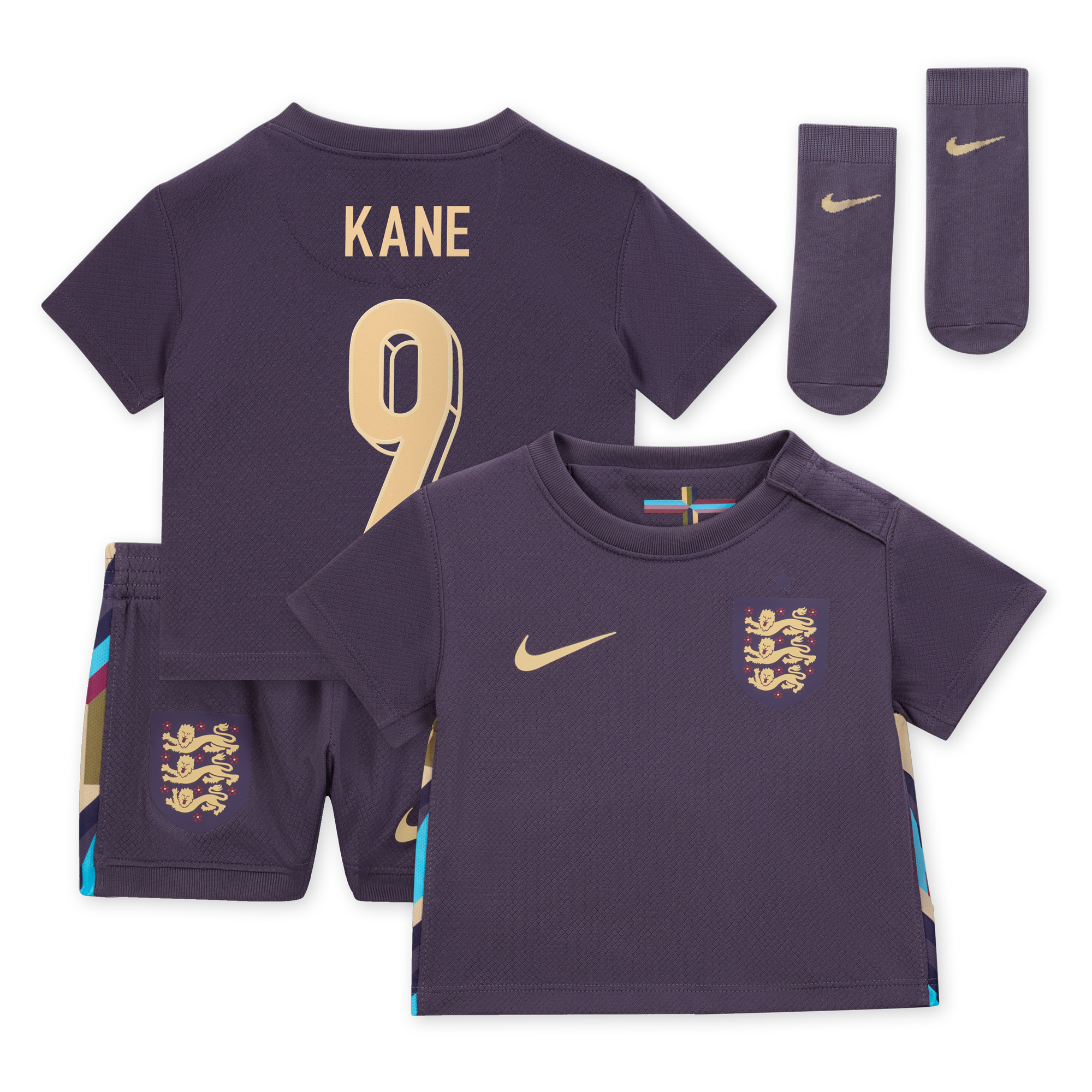 England Nike Stadium Mini-Auswärtsausrüstung 2024 - Baby mit Aufdruck Kane 9 Image