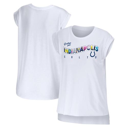 Damenbekleidung von Erin Andrews Weißes Indianapolis Colts Greetings From Muscle T-Shirt