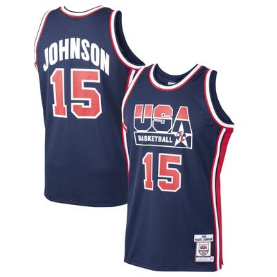 Herrentrikot Mitchell & Ness Magic Johnson Navy USA Basketball 1992 Dream Team Authentic Image