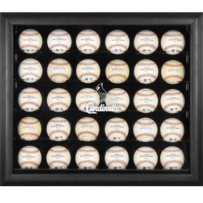 Vitrine für 30 Bälle mit St. Louis Cardinals-Logo, schwarzer Rahmen Image
