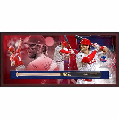 Bryce Harper Philadelphia Phillies Autogramm gerahmt schwarzer Lauf blonder Griff Victus Spielmodell Schläger Shadow Box Image