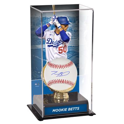 Vitrine mit signiertem Baseball- und Goldhandschuh von Mookie Betts (Los Angeles Dodgers) mit Bild Image
