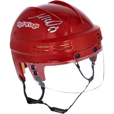 Von Moritz Seider signierter roter Minihelm der Detroit Red Wings Image