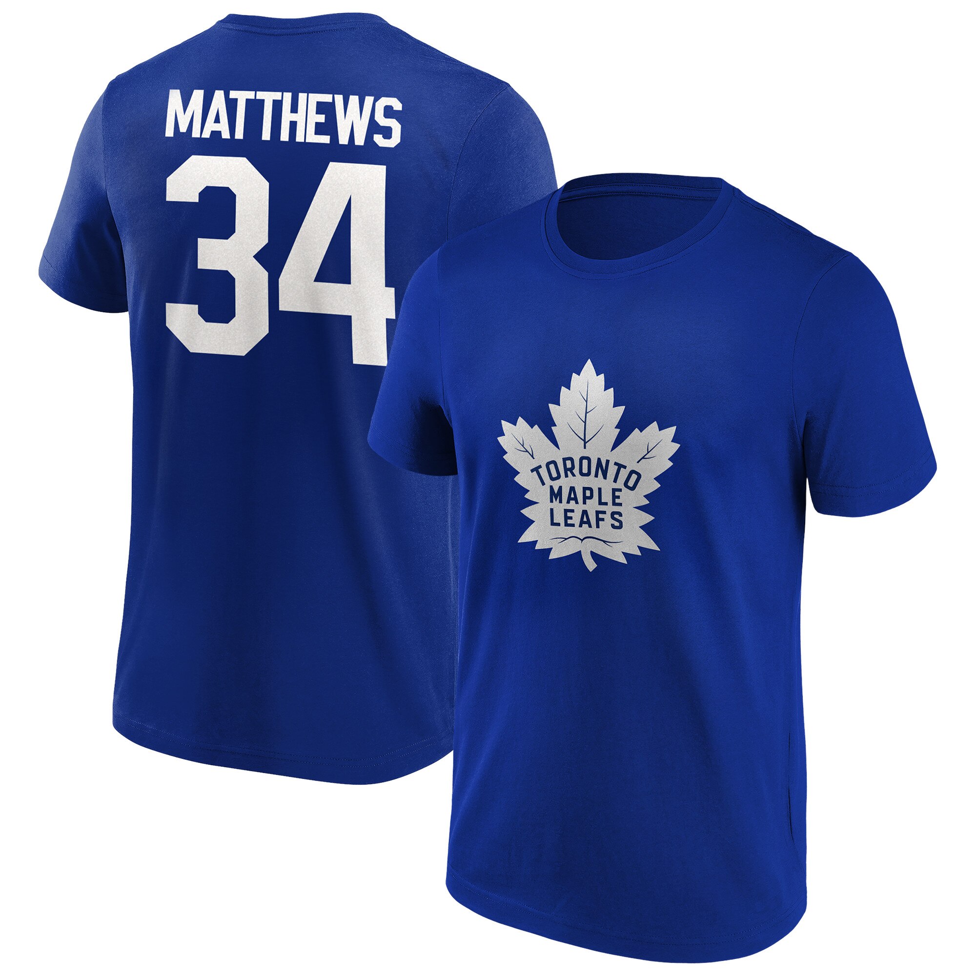 Toronto Maple Leafs Fanatics Branded Iconic Name & Number Graphic T-Shirt – Königsblau – Auston Matthews 34 – Herren Image