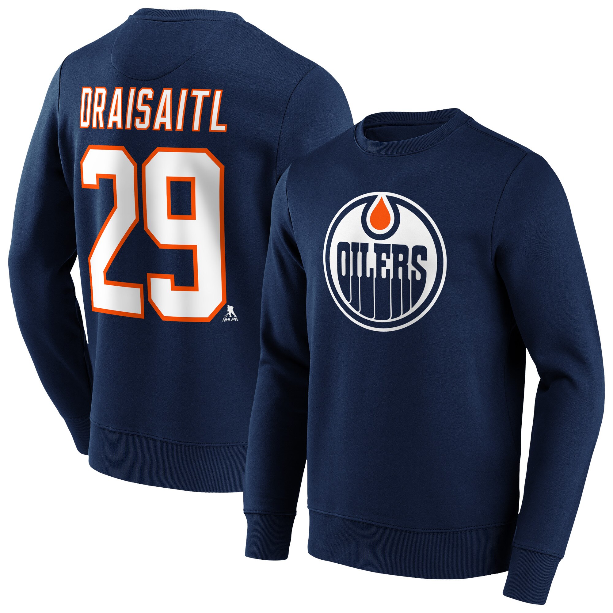 Edmonton Oilers Fanatics Branded Iconic Name & Number Graphic Crew Sweatshirt – Leon Draisaitl 29 – Herren Image