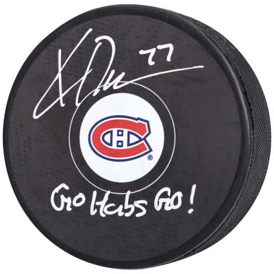Kirby Dach Montreal Canadiens signierter Hockey-Puck mit „Go Habs Go“-Aufschrift Image