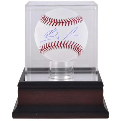 Ronald Acuna Jr. Atlanta Braves signierter Baseball & Mahagoni-Baseball-Vitrine Image