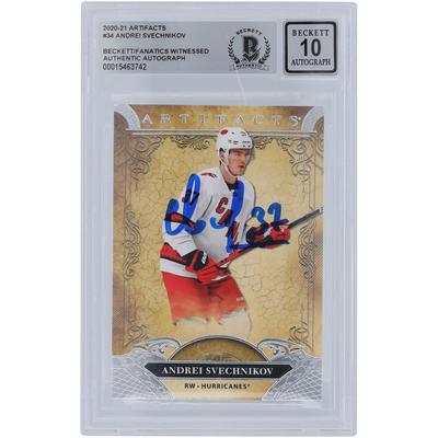 Andrei Svechnikov Carolina Hurricanes signiert 2020–21 Upper Deck Artifacts #34 Beckett Fanatics bezeugt authentifiziert 10 Karte Image