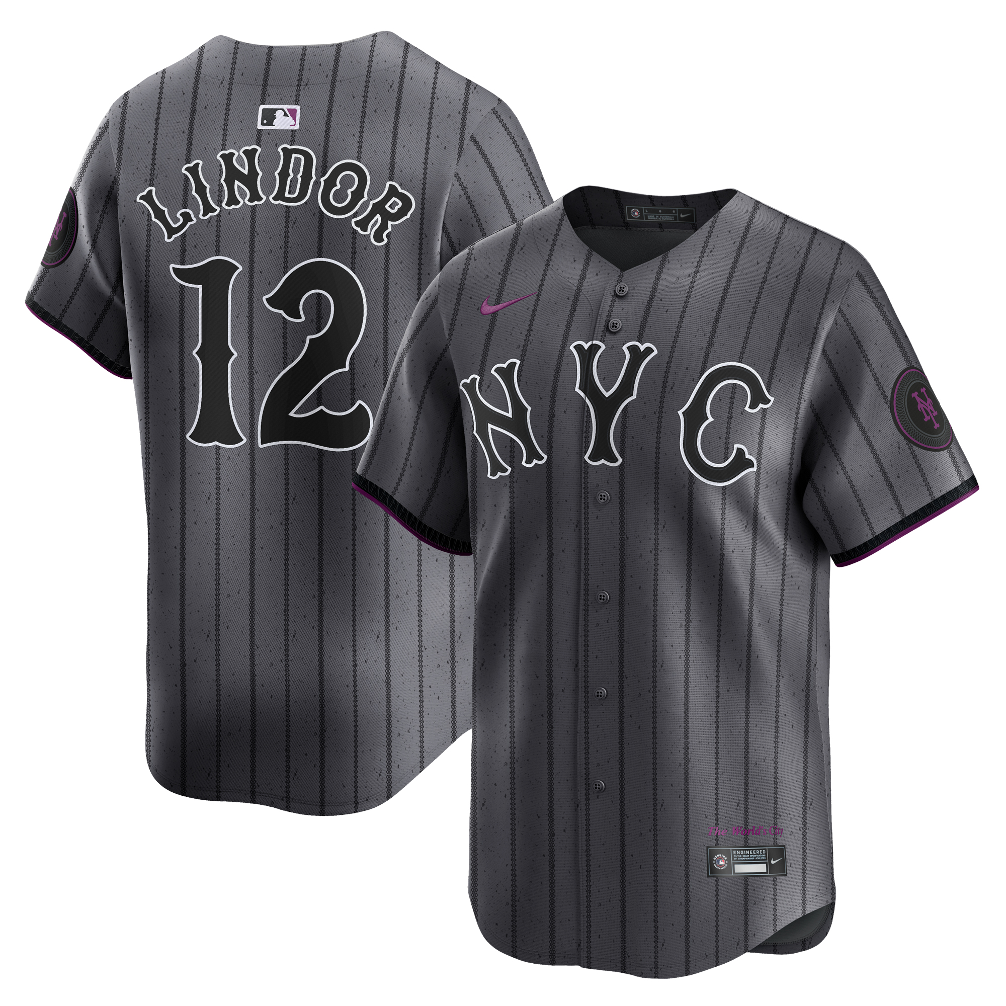 "New York Mets Nike MLB Limited City Connect-Trikot – Dunkelgrau – Francisco Lindor – Herren" Image