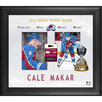 Cale Makar Colorado Avalanche, gerahmt, 15 x 17 Zoll, Gewinner der Norris Trophy 2022, mit einem Stück eines im Spiel verwendeten Pucks – limitierte Auflage von 508 Image