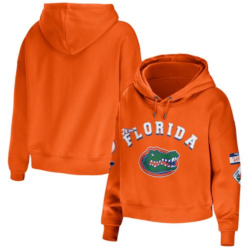 Damenmode von Erin Andrews Orange Florida Gators Cropped Hoodie mit gemischten Medien