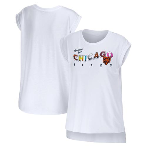 Damenbekleidung von Erin Andrews Weißes Chicago Bears Greetings From Muscle T-Shirt