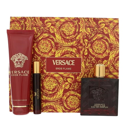 Versace Eros Flame 3pcs Gift Set For Men 100ml Eau De Parfum Spray + 150ml Shower Gel + 10ml Eau De Parfum Travel Spray