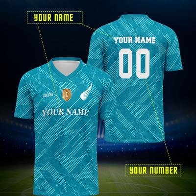 TEMU Custom Name & Number V-neck Soccer Jersey - , Breathable Polyester, Parties & Outdoor Leisure